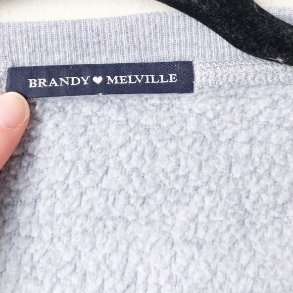SOLD Brandy Melville Grey Henley Cropped Sweater - Picture 2 of 4
